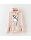 Zimowe nowe bluzy damskie Harajuku jaskrawym nadrukiem jednorożec dorywczo luźna bluza damska płaszcz bluza z kapturem ciepła pl
