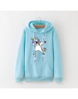 Zimowe nowe bluzy damskie Harajuku jaskrawym nadrukiem jednorożec dorywczo luźna bluza damska płaszcz bluza z kapturem ciepła pl