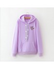 Zimowe nowe bluzy damskie Harajuku jaskrawym nadrukiem jednorożec dorywczo luźna bluza damska płaszcz bluza z kapturem ciepła pl