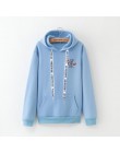 Zimowe nowe bluzy damskie Harajuku jaskrawym nadrukiem jednorożec dorywczo luźna bluza damska płaszcz bluza z kapturem ciepła pl