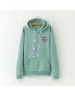 Zimowe nowe bluzy damskie Harajuku jaskrawym nadrukiem jednorożec dorywczo luźna bluza damska płaszcz bluza z kapturem ciepła pl