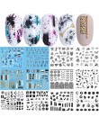 12 sztuk suwaki transferu wody motyl kwiat litery naklejki na paznokcie Manicure biały czarny dziewczyna okłady dekoracje JIA151
