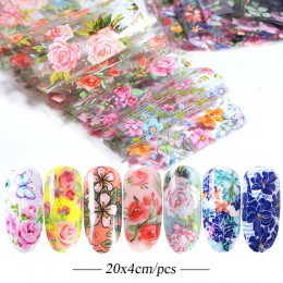 10 sztuk naklejki foliowe na paznokcie polski naklejki Mix Rose Flower folia transferowa Nails naklejka suwaki na zdobienie pazn