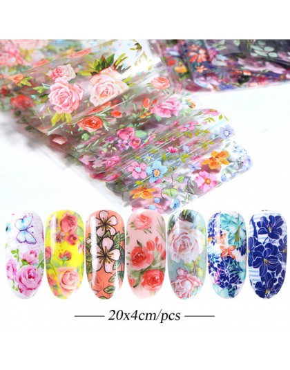 10 sztuk naklejki foliowe na paznokcie polski naklejki Mix Rose Flower folia transferowa Nails naklejka suwaki na zdobienie pazn