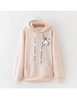 Zimowe nowe bluzy damskie Harajuku jaskrawym nadrukiem jednorożec dorywczo luźna bluza damska płaszcz bluza z kapturem ciepła pl