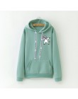 Zimowe nowe bluzy damskie Harajuku jaskrawym nadrukiem jednorożec dorywczo luźna bluza damska płaszcz bluza z kapturem ciepła pl