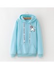 Zimowe nowe bluzy damskie Harajuku jaskrawym nadrukiem jednorożec dorywczo luźna bluza damska płaszcz bluza z kapturem ciepła pl