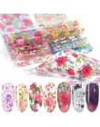 10 sztuk kolorowe kwiaty naklejki na paznokcie folia transferu Starry Sky letnie suwaki do Manicure paznokci naklejki ozdobne de
