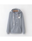 Zimowe nowe bluzy damskie Harajuku jaskrawym nadrukiem jednorożec dorywczo luźna bluza damska płaszcz bluza z kapturem ciepła pl