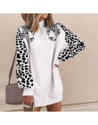 Wzór w cętki bluzy damskie bluzy z kapturem z długim rękawem patchworkowe bluzy damskie swetry wiosna jesień Streetwear bluza da