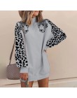 Wzór w cętki bluzy damskie bluzy z kapturem z długim rękawem patchworkowe bluzy damskie swetry wiosna jesień Streetwear bluza da