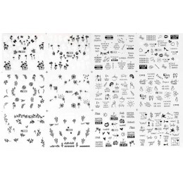 12 sztuk/zestaw rosyjski list seksowna dziewczyna woda naklejki Nail naklejka artystyczna zestaw motyl liście do Manicure Nail A