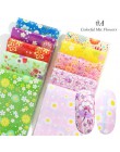 10 sztuk kolorowe kwiaty naklejki na paznokcie folia transferu Starry Sky letnie suwaki do Manicure paznokci naklejki ozdobne de