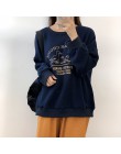 Mooirue kaczątko haft kobiety bluza luźne duża, w stylu Harajuku bluza swetry na jesień