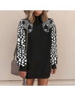 Wzór w cętki bluzy damskie bluzy z kapturem z długim rękawem patchworkowe bluzy damskie swetry wiosna jesień Streetwear bluza da