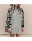 Wzór w cętki bluzy damskie bluzy z kapturem z długim rękawem patchworkowe bluzy damskie swetry wiosna jesień Streetwear bluza da