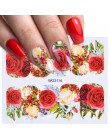 1 szt. Naklejki na paznokcie róża kwiaty wzory suwaki ozdoby do paznokci Manicure kalkomanie wodne polskie folie transferowe wsk