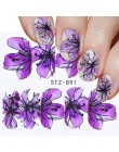 1pc czarne kwiatowe naklejki do paznokci kwiaty liście woda kalkomanie transferowe suwak folia jesień projekt Manicure z efektem