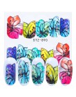 1pc czarne kwiatowe naklejki do paznokci kwiaty liście woda kalkomanie transferowe suwak folia jesień projekt Manicure z efektem