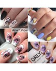 1pc czarne kwiatowe naklejki do paznokci kwiaty liście woda kalkomanie transferowe suwak folia jesień projekt Manicure z efektem