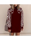 Wzór w cętki bluzy damskie bluzy z kapturem z długim rękawem patchworkowe bluzy damskie swetry wiosna jesień Streetwear bluza da