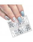 1 sztuk biały czarny Gradient marmuru paznokci naklejka artystyczna woda Transfer naklejka Watermark suwak Manicure pełna Wrap n