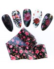 10 sztuk folia paznokci artystyczna róża naklejki z kwiatami na paznokcie Transfer klej okłady papier Manicure dekoracje paznokc