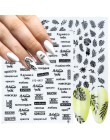1pc czarne litery paznokci suwak 3d taśma naklejana taśma folia Wrap naklejki samoprzylepne do zdobienia paznokci Manicure Decor