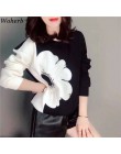 Woherb koreański mody nowe bluzy kobiety O Neck z długim rękawem kontrast kolorowa bluza dorywczo luźne bluzki damskie swetry 90