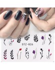 29 sztuk proste zielony czarny liść wody naklejki polski paznokci kwiat Flamingo suwak do Manicure zdobienie paznokci dekoracje 