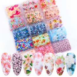16 sztuk naklejki na paznokcie folia Nail Art Mix Rose Flower folia transferowa dekoracja papierowa stylizacja manicure lakier ż