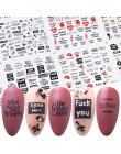 12 sztuk czarne litery suwaki do paznokci mieszane seksowna dziewczyna waterkalkomania Nail artystyczny Manicure Decor folia Fil