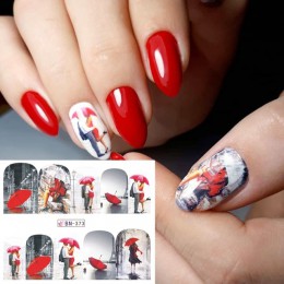 1 sztuk czerwony klon romantyczne naklejki ozdoby do paznokci Valentine Nail Art Transfer wody tatuaże porady żel do manicure su