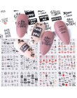 12 sztuk czarne litery suwaki do paznokci mieszane seksowna dziewczyna waterkalkomania Nail artystyczny Manicure Decor folia Fil