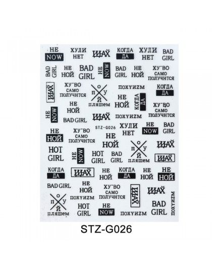 1pc czarne litery paznokci suwak 3d taśma naklejana taśma folia Wrap naklejki samoprzylepne do zdobienia paznokci Manicure Decor