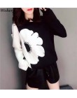 Woherb koreański mody nowe bluzy kobiety O Neck z długim rękawem kontrast kolorowa bluza dorywczo luźne bluzki damskie swetry 90