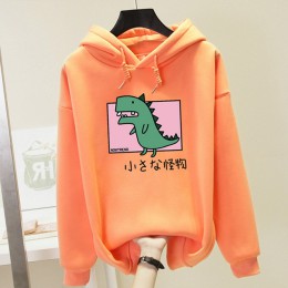Plus rozmiar Harajuku bluza z kapturem kobiety dinozaur bluzy z nadrukiem bluza kawaii 2020 wiosna jesień swobodna, z kapturem s