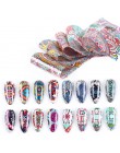 16 sztuk Retro naklejki foliowe na paznokcie do Manicure lakier żelowy uv naklejki kolorowe kwiaty projekt klej naklejka zdobien