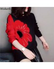 Woherb koreański mody nowe bluzy kobiety O Neck z długim rękawem kontrast kolorowa bluza dorywczo luźne bluzki damskie swetry 90