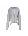 TWOTWINSTYLE bluzy na wiosnę dla kobiet bluzy z długim rękawem V wysoki dekolt talia dopasowana bluza topy kobieta moda nowy 202