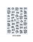 1pc czarne litery paznokci suwak 3d taśma naklejana taśma folia Wrap naklejki samoprzylepne do zdobienia paznokci Manicure Decor