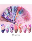 10 sztuk folia paznokci artystyczna róża naklejki z kwiatami na paznokcie Transfer klej okłady papier Manicure dekoracje paznokc
