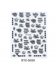 1pc czarne litery paznokci suwak 3d taśma naklejana taśma folia Wrap naklejki samoprzylepne do zdobienia paznokci Manicure Decor