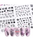 1 sztuk kwiat suwak naklejka do paznokci Transfer wody czarny kwiatowy liść naklejki Nail Art manicure z efektem tatuażu okłady 