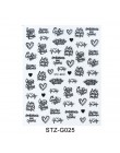 1pc czarne litery paznokci suwak 3d taśma naklejana taśma folia Wrap naklejki samoprzylepne do zdobienia paznokci Manicure Decor