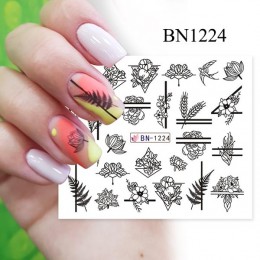 1pc czarny abstrakcyjny kształt wody naklejki paznokci suwak naklejka w kształcie litery dekoracja paznokci polski DIY Salon Man
