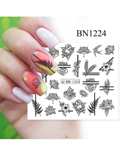 1pc czarny abstrakcyjny kształt wody naklejki paznokci suwak naklejka w kształcie litery dekoracja paznokci polski DIY Salon Man
