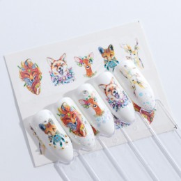 1 sztuk naklejki do paznokci naklejki do transferu wody Cartoon Flamingo śliczne wzory ze zwierzętami Nail Art suwak Manicure de