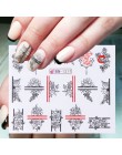 1 sztuk kwiat suwak naklejka do paznokci Transfer wody czarny kwiatowy liść naklejki Nail Art manicure z efektem tatuażu okłady 