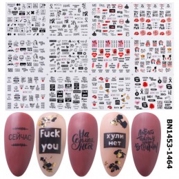 12 sztuk czarne litery suwaki do paznokci mieszane seksowna dziewczyna waterkalkomania Nail artystyczny Manicure Decor folia Fil